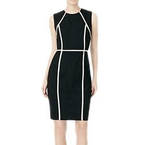 Calvin Klein Black White Trim Ponte Knit Sleeveless  Sheath Dress Size 6